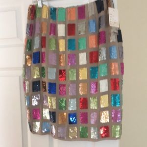 SherriBloom PeterNoviello 100% silk beaded colorful skirt